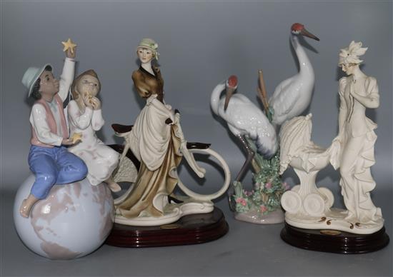 Lladro storks, Lladro children and two Florence figures